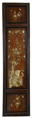 Lot 89 - PAIR OF CHINESE OAK AND MOTHER OF PEARL INLAID PANELS