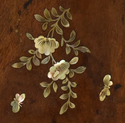 Lot 89 - PAIR OF CHINESE OAK AND MOTHER OF PEARL INLAID PANELS