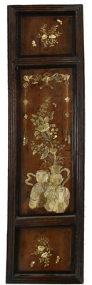Lot 89 - PAIR OF CHINESE OAK AND MOTHER OF PEARL INLAID PANELS