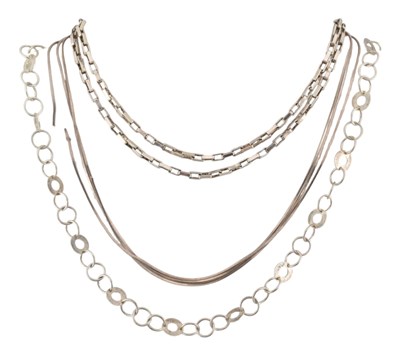 Lot 184 - THREE SILVER NECKLACES