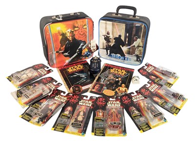 Lot 733 - STAR WARS - x2 PYRAMID CARRY CASES WITH x8 COMM TALK FIGURES