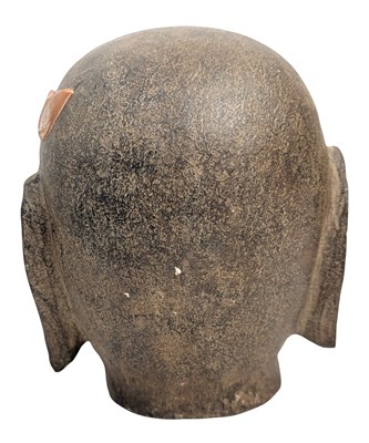 Lot 18 - CHINESE CARVED LIMESTONE HEAD OF A LUOHAN / ARHAT 石刻罗汉头像