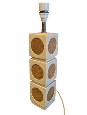 Lot 486 - MID CENTURY 1970S POTTERY & HESSIAN TABLE LAMP