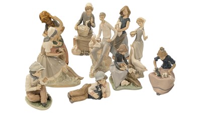 Lot 175 - NAO BY LLADRO - LARGE COLLECTION OF TEN HANDMADE CHINA FIGURINES