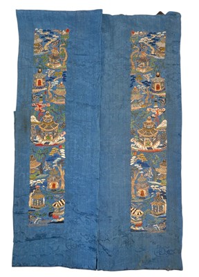 Lot 112 - PAIR OF 19TH CENTURY CHINESE QING DYNASTY EMBROIDERED SLEEVES 清 刺绣袖子一对