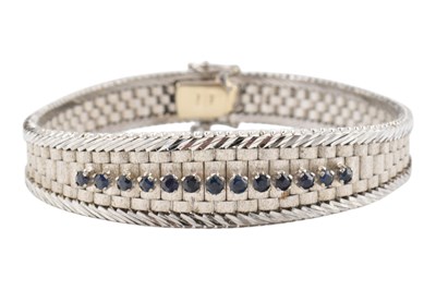 Lot 6 - ITALIAN 18CT WHITE GOLD & SAPPHIRE BRACELET