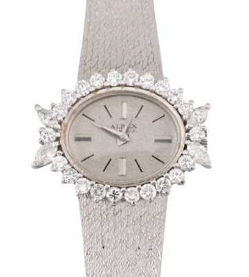 Lot 14 - ALBEX SWISS 18CT WHITE GOLD & DIAMOND WRISTWATCH