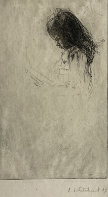 Lot 4 - LILIAN WHITEHEAD (1894-1959) - LITTLE GIRL READING, 1917 - ETCHING