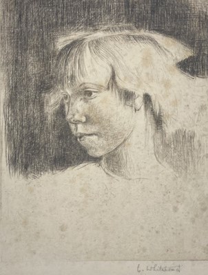 Lot 7 - LILIAN WHITEHEAD (1894-1959) - PORTRAIT OF YOUNG GIRL - ETCHING ON LIGHTWEIGHT PAPER