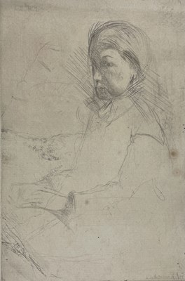 Lot 8 - LILIAN WHITEHEAD (1894-1959) - PORTRAIT OF SEATED WOMAN, 1917 - ETCHING ON PAPER