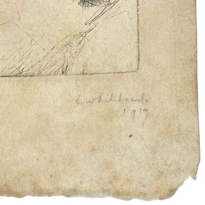 Lot 10 - LILIAN WHITEHEAD (1894-1959) - ELDER LADY READING, 1919 - ETCHING ON LIGHTWEIGHT PAPER