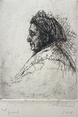 Lot 11 - LILIAN WHITEHEAD (1894-1959) - SEATED ELDER LADY, 1919 - ETCHING ON PAPER