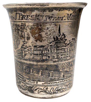 Lot 54 - 19TH CENTURY RUSSIAN SILVER & NIELLO CUP / BEAKER