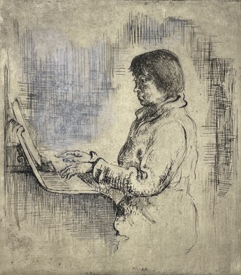 Lot 15 - LILIAN WHITEHEAD (1894-1959) - LADY PLAYING THE PIANO - ETCHING ON PAPER WITH WASH
