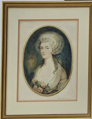 Lot 497 - AFTER HERBERT S. PERCY - EARLY 20TH CENTURY WATERCOLOUR PORTRAIT PAINTING