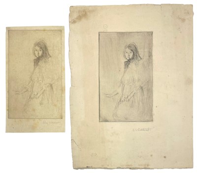 Lot 20 - LILIAN WHITEHEAD (1894-1959) - PORTRAIT OF YOUNG GIRL - TWO ETCHINGS ON PAPER