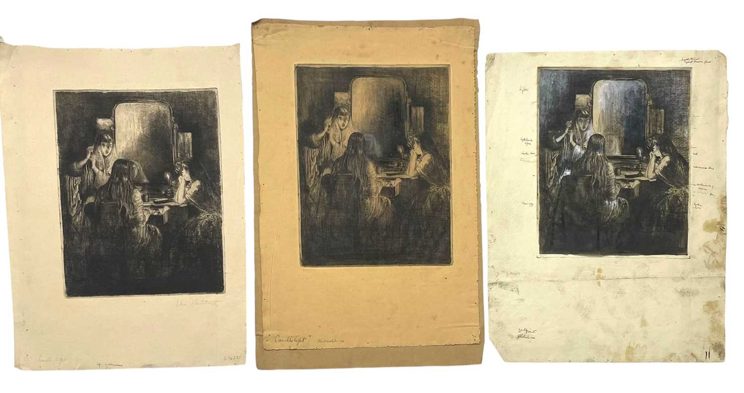 Lot 22 - LILIAN WHITEHEAD (1894-1959) - CANDLELIGHT - THREE ETCHINGS ON PAPER