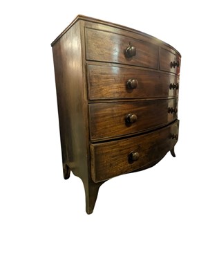 Lot 914 - GEORGE III 19TH CENTURY MAHOGANY BOW FRONT CHEST OF DRAWERS