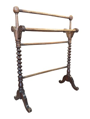 Lot 912 - VICTORIAN MAHOGANY BARLEY TWIST TOWEL RAIL