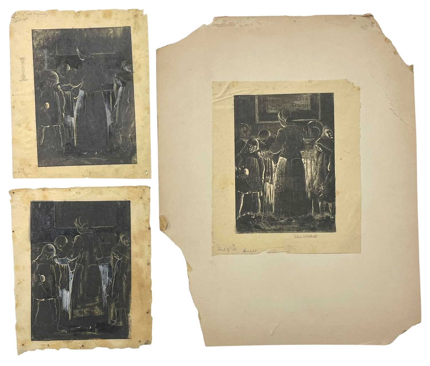 Lot 28 - LILIAN WHITEHEAD (1894-1959) - FIRELIGHT, 1926 - THREE WOOD ENGRAVINGS