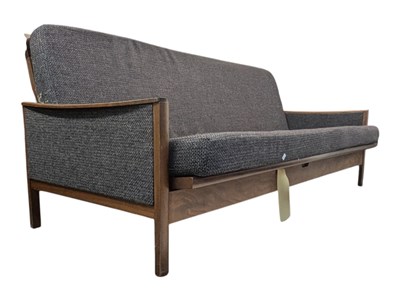 Lot 552 - DANISH MODERN DESIGN - MID CENTURY TEAK SHOW WOOD FRAME SOFA DAY BED