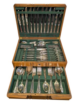 Lot 494 - ANGORA - ART DECO MID CENTURY CASED SILVER PLATED CUTLERY CANTEEN
