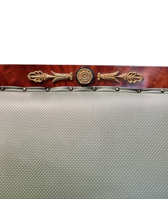 Lot 305 - FRENCH EMPIRE INPIRED MAHOGANY & BRASS EMBELLISHED FOUR SEATER SOFA