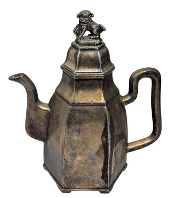Lot 79 - 19TH CHINESE PEWTER HEXAGONAL WINE 清 锡 六棱酒壶