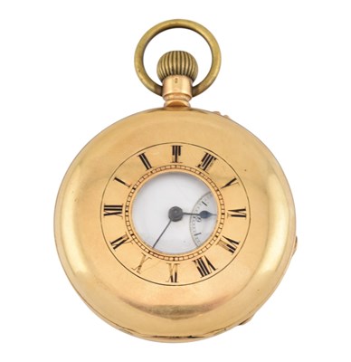 Lot 4 - VICTORIAN 18CT GOLD HALF HUNTER POCKET WATCH