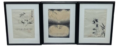 Lot 145 - COLLECTION OF THREE CHINESE INK ON PAPER BY WAN BOYIN'S STUDENT 水墨画三幅