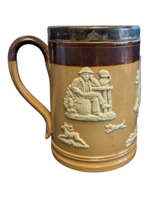 Lot 182 - EARLY 20TH CENTURY ROYAL DOULTON LAMBETH STONEWARE TANKARD