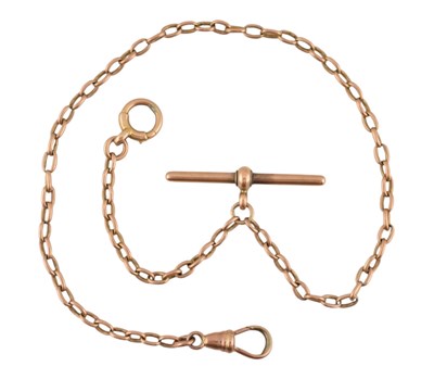Lot 285 - GOLD WATCH CHAIN & T-BAR