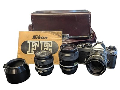 Lot 439 - NIKON, JAPAN - VINTAGE NIKON FE 35MM SLR CAMERA & ACCESSORIES