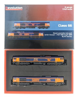 Lot 200 - MODEL RAILWAY - BOXED REVOLUTION TRAINS N GAUGE LOCOMOTIVE TWIN PACK