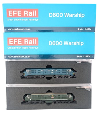 Lot 272 - MODEL RAILWAY - x2 BOXED EFE RAIL N GAUGE D600 WARSHIP LOCOMOTIVES