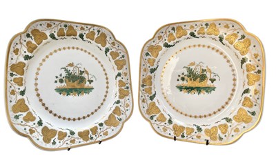 Lot 62 - PAIR OF SPODE BONE CHINA EARLY 19TH CENTURY HAND PAINTED & GILDED CABINET PLATES