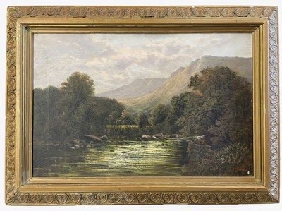 Lot 402 - 19TH CENTURY ROMANTIC OIL ON CANVAS LANDSCAPE PAINTING OF SCOTTISH HILLS