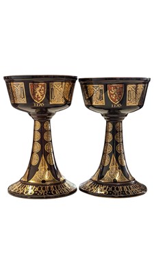 Lot 193 - PAIR OF DORN WILLIAMS BONCATH GLASS LUSTRE CHALLICES