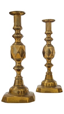 Lot 287 - TWO EARLY 20TH CENTURY BRASS CANDLESTICKS