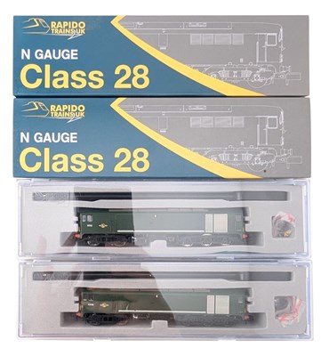 Lot 399 - MODEL RAILWAY - x2 BOXED RAPIDO TRAINS N GAUGE CLASS 28 LOCOMOTIVES