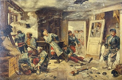 Lot 447 - AFTER ALPHONSE DE NEUVILLE - THE LAST CARTRIDGES - OIL ON CANVAS PAINTING