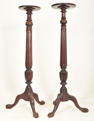 Lot 361 - PAIR OF CONTEMPORARY CARVED WOOD FLOOR TORCHERE COLUMN STANDS