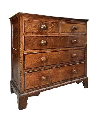 Lot 333 - GEORGE III 18TH CENTURY CROSSBANDED OAK MULE CHEST OF DRAWERS