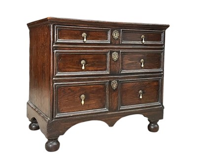 Lot 274 - 17TH CENTURY COMMONWEALTH OAK BLOCK FRONT CHEST OF DRAWERS