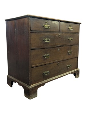 Lot 785 - 19TH CENTURY GEORGIAN OAK CHEST OF DRAWERS