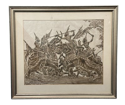 Lot 213 - 20TH CENTURY THAI TEMPLE STONE RUBBING