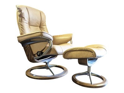 Lot 585 - 20TH CENTURY EKORNES STRESSLESS ARMCHAIR & FOOTSTOOL