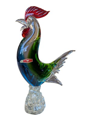 Lot 204 - 20TH CENTURY VINTAGE SPANISH MURANO GLASS COCKEREL FIGURE