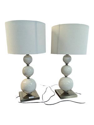 Lot 590 - PAIR CONTEMPORARY GLOBULAR TABLE LAMPS