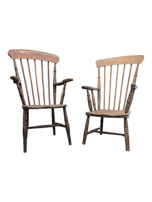 Lot 894 - TWO 19TH CENTURY VICTORIAN ELM & ASH WINDSOR ARMCHAIRS